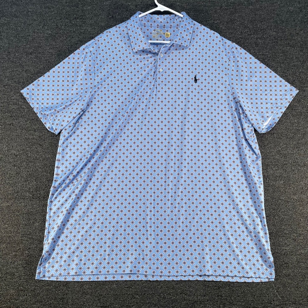 Polo Ralph Lauren Performance Polo Mens XXL Blue Floral Medallion Good Stretch